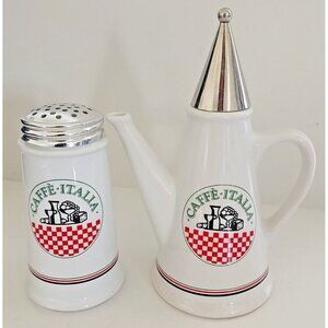 Caffe Italia Set by Himark Cheese Shaker & Ceramic Jar Coffee Vinager Oil Taiwan